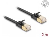 Cablu de retea RJ45 Cat.6A cu cablu Cat.7 Flat FTP 2m Negru, Delock 80346