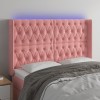 VidaXL Tăblie de pat cu LED, roz, 147x16x118/128 cm, catifea