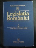 Legislatia Romaniei 1 aprilie-30 iunie 2001