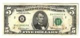 SV * SUA / Statele Unite * FIVE DOLLARS / 5 DOLARI 1969 * seria B 41196616 A - New York - FED * VF+