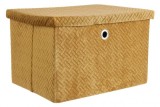 Cumpara ieftin Set 4 cutii depozitare velur ocru Averill 40x30x25 cm