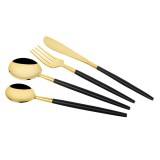Tacamuri VK 1603, inox, auriu + negru, set 24 piese