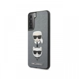 Husa Samsung Galaxy S21 Plus G996 Karl Lagerfeld Saffiano Ikonik Karl&amp;Choupette Head Argintiu