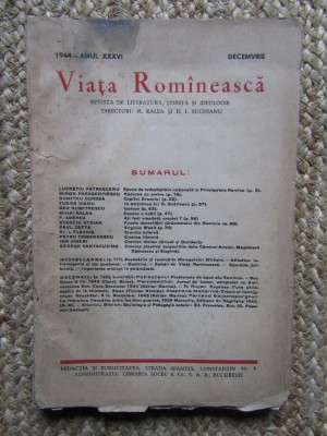 VIATA ROMANEASCA 1944 ANUL XXXVI DECEMBRIE foto