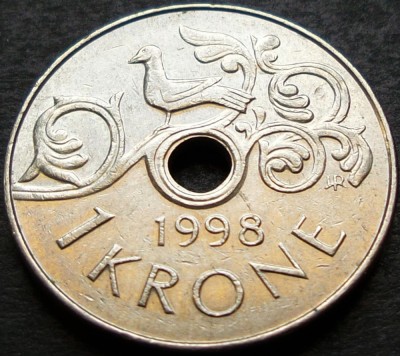 Moneda 1 COROANA - NORVEGIA, anul 1998 *cod 797 B foto