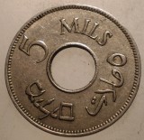 J.350 PALESTINA 5 MILS 1946, Asia, Cupru-Nichel
