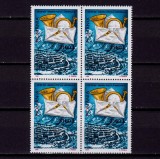 RO 1999 ,LP 1492 &quot;Ziua marcii - 125 ani UPU&quot;, serie bloc de 4 , MNH