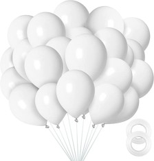Set 100 baloane latex, Alb, 30cm, Ropet