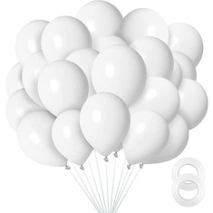 Set 10 baloane latex, Alb, 30cm, Ropet