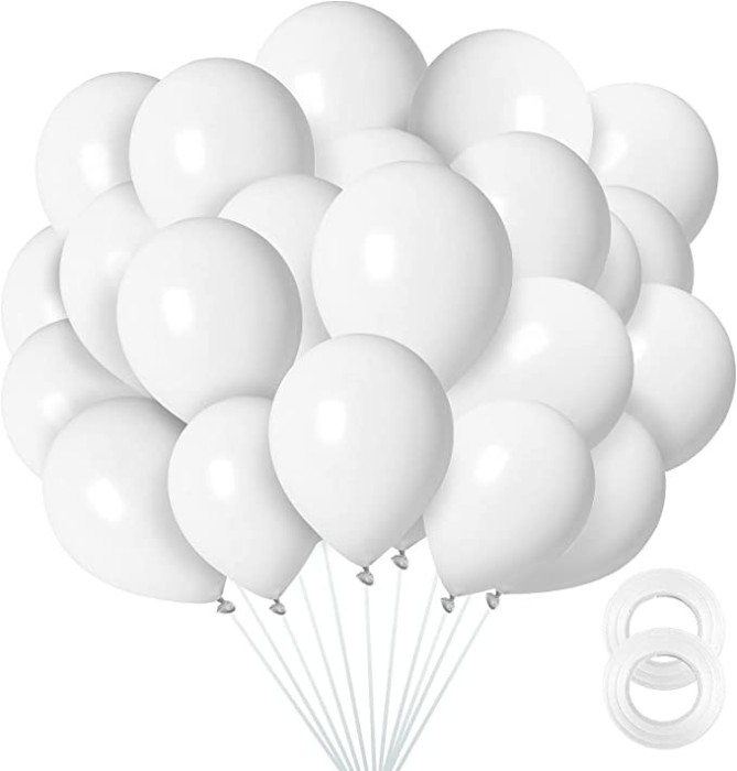 Set 10 baloane latex, Alb, 30cm, Ropet