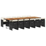 Cumpara ieftin Set mobilier de gradina cu perne, 13 piese, negru, poliratan