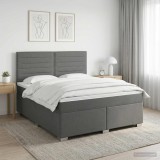 Cumpara ieftin Pat boxspring cu saltea Gri inchis 160 x 200 cm Tesatura