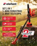 Set mini drujba 8" cu extensie telescopica 2,5 m, acumulator 20V 4Ah, Elefant ESBS-8EP2.5