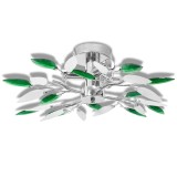 Cumpara ieftin Lustra cu frunze cristal acrilic, alb/verde, pentru 3 becuri E14