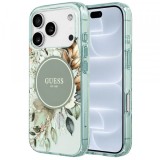 Husa MagSafe pentru Apple iPhone 18 Pro / 17 Pro, Guess, IML Flower &amp; Tonal Circle, Verde