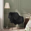 VidaXL Husă de scaun piele de oaie islandeză, negru, 70x110 cm 335854