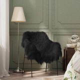 VidaXL Husă de scaun piele de oaie islandeză, negru, 70x110 cm