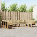 vidaXL Set de canapele de exterior cu pernă 10 pcs Alb și Bej 3389899