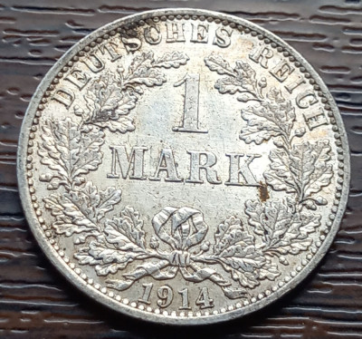 (A204) MONEDA DIN ARGINT GERMANIA - 1 MARK 1914, LIT. A, LUCIU DE BATERE foto