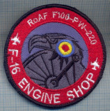AX 1198 EMBLEMA AVIATIE - F-16 ENGINE SHOP-ROAF F 100-PW-220-PENTRU COLECTIONARI