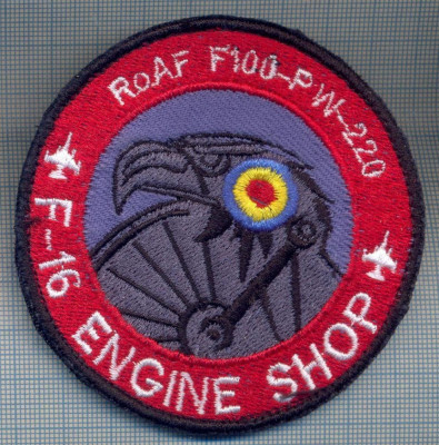 AX 1198 EMBLEMA AVIATIE - F-16 ENGINE SHOP-ROAF F 100-PW-220-PENTRU COLECTIONARI foto