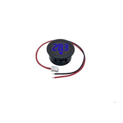 Voltmetru digital LED DC 4-100V, rotund, Albastru foto