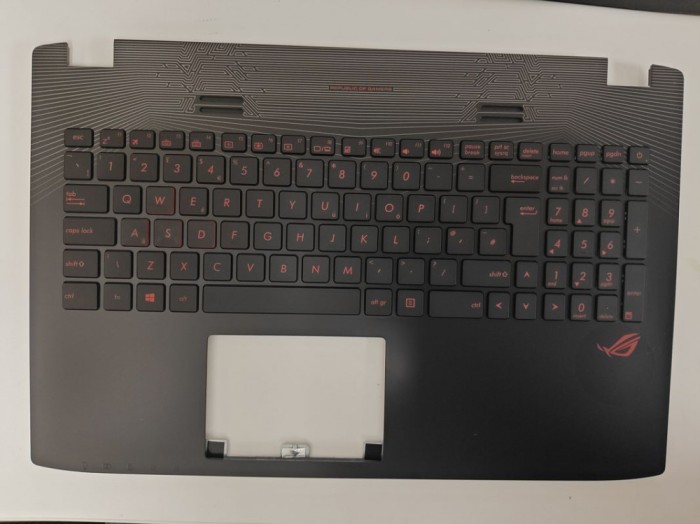 Carcasa superioara cu tastatura palmrest Laptop, Asus, ROG G552J, G552JX, G552V, G552VL, G552VX, G552VW, 90NB09I3-R31UK0, 13NB07Z1AP0231, 13NB07Z1AP04