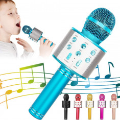 WILL Bluetooth Karaoke Microfon, 5 în 1 Wireless, cu Difuzor, Remix, FM Ra