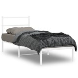 Cumpara ieftin Cadru de pat metalic fără saltea, cu tăblie, alb, 75x190 cm