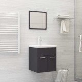 Set mobilier de baie, 2 piese, gri, PAL