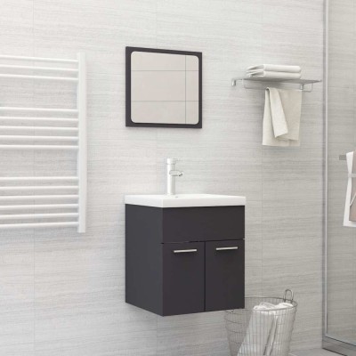 Set mobilier de baie, 2 piese, gri, PAL foto