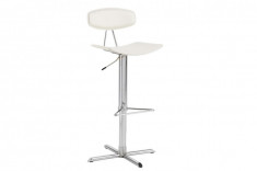 Scaun de bar tapitat cu piele ecologica, cu picior metalic Blaise White, l43xA42xH103 cm foto