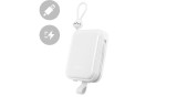 Joyroom power bank cu cabluri USB C și Lightning și suport Cutie Series 10000mAh 22.5W alb (JR-L008)