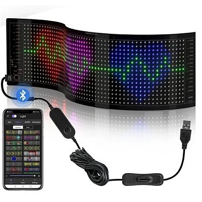 Panou LED auto afisaj cu led flexibil RGB programabil prin Bluetooth foto