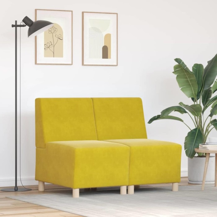 Unitate Sofa Modulară Fără Brațe 2 pcs Galben 55 x 74 x 82 cm