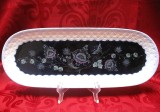 PLATOU TAVA PORTELAN CU COBALT SI DECOR MANUAL PORFIN CLUJ 42 CM