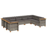 Cumpara ieftin Set canapele de gradina, 9 piese, cu perne, gri, poliratan