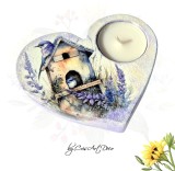 Suport lumanare inima decorat cu lavanda &ndash; handmade 115528