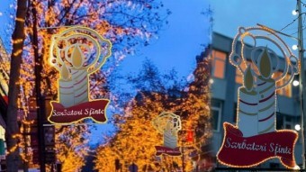 Lumanare dubla 1.5 m inaltime, decoratiune luminoasa stalp Paste, iluminat festiv foto