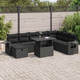 Cumpara ieftin Gossi set mobilier de gradina cu perne, 9 piese, negru, poliratan
