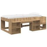 vidaXL Cadru de pat pentru copii cu depozitare Stejar Artizanal 3422642