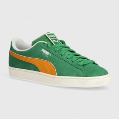 Puma sneakers din piele intoarsă Suede Patch culoarea verde 395388