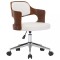 Scaun de bucatarie pivotant, alb, lemn curbat &amp; piele ecologica