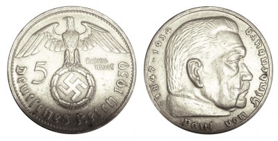 q406 GERMANIA NAZISTA 5 MARCI REICHS MARK 1939 B ARGINT EF foto