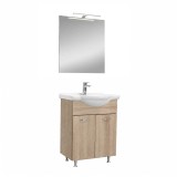 Set mobilier baie Leziter Ruben Prime 65 Stejar Sonoma cu oglinda, 53cm latime, gata asamblat