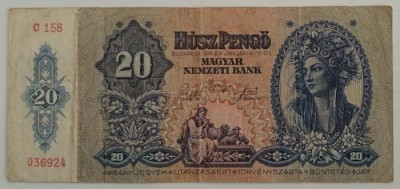 Bancnota - Ungaria - 20 Pengo 1941 foto