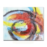 Tablou abstract pictat manual, Cosmos 2, 60x50cm ulei pe panza in relief efect 3D, gata de agatat pe perete
