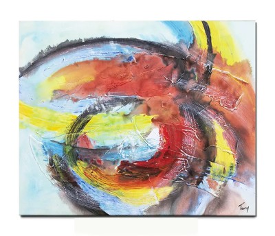 Tablou abstract pictat manual, Cosmos 2, 60x50cm ulei pe panza in relief efect 3D, gata de agatat pe perete foto