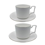 Serviciu din Portelan fosfatic, SIMPLE, 2 Cesti si Farfurii, 250 ml