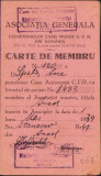 HST A863 Carte membru 1953 Asociația Generală a Pensionarilor CFR - Arad